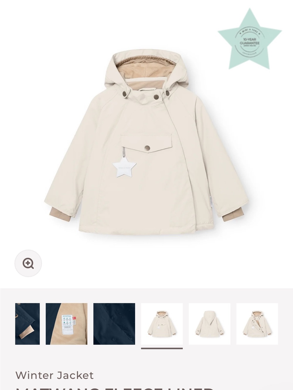 Mini A Ture Cream Hooded Puffer Anorak